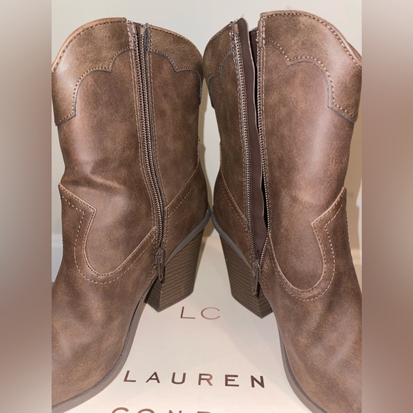 Worn once! Lauren Conrad memory foam heeled zip up point toe cowgirl boots - Picture 3 of 7